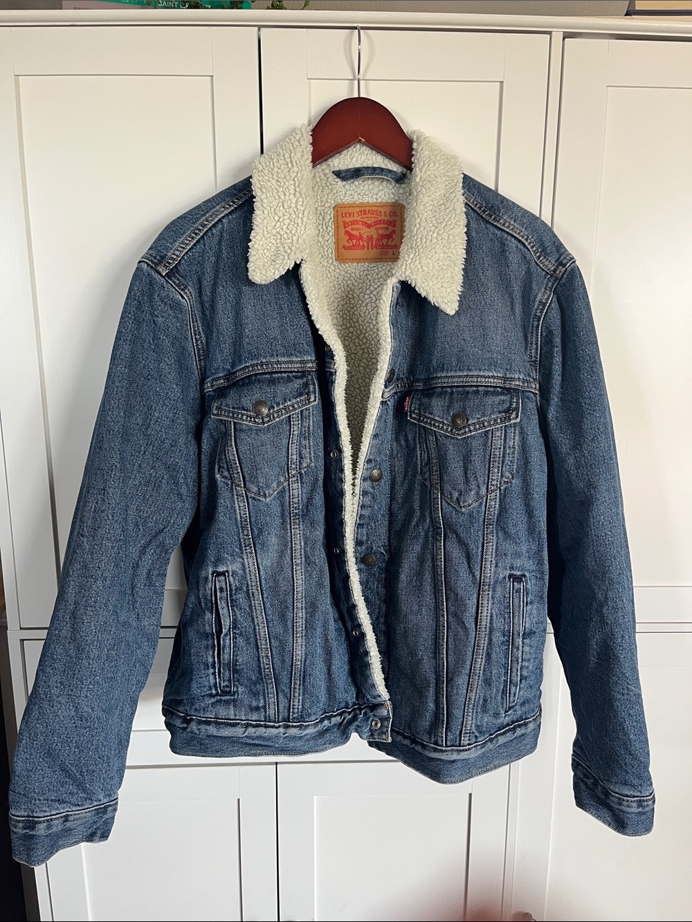 Levi's Blue Denim Sherpa Jacket with Cream Lining